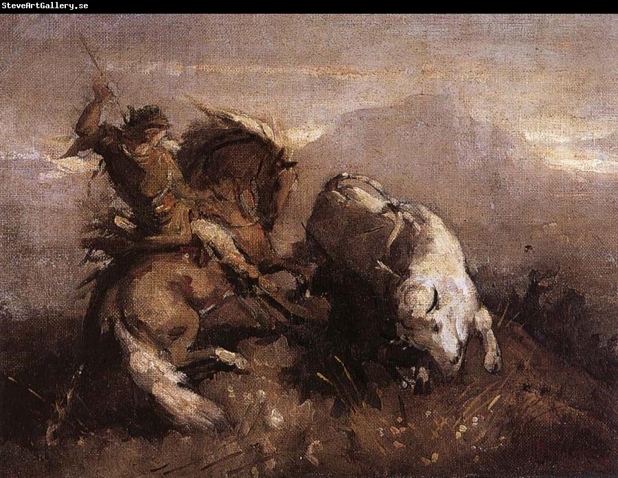 Nicolae Grigorescu Dragos Fighting the Bison